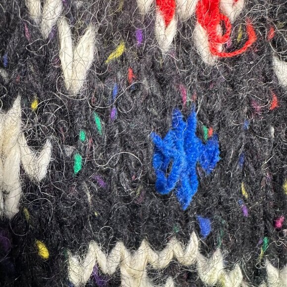 Vintage 90s Liz Claiborne Sport Chunky Fair Isle Colorful Wool Sweater Size S - Picture 8 of 9